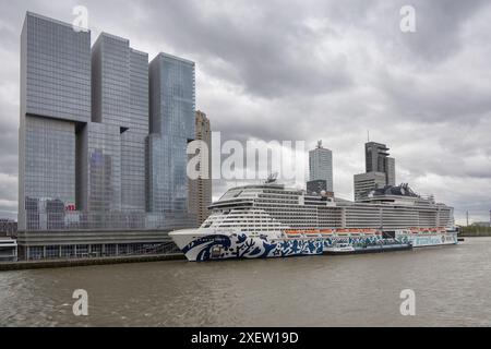 Paquebot de croisière dans le port de Rotterdam Banque D'Images