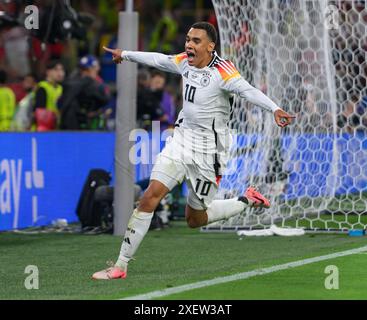 Dortmund, Allemagne. 29 juin 2024 - Allemagne v Danemark - Championnats UEFA Euro 2024 - R16 - Dortmund. Jamal Musiala célèbre le score contre le Danemark. Image : Mark pain / Alamy Live News Banque D'Images