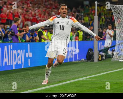 Dortmund, Allemagne. 29 juin 2024 - Allemagne v Danemark - Championnats UEFA Euro 2024 - R16 - Dortmund. Jamal Musiala célèbre le score contre le Danemark. Image : Mark pain / Alamy Live News Banque D'Images