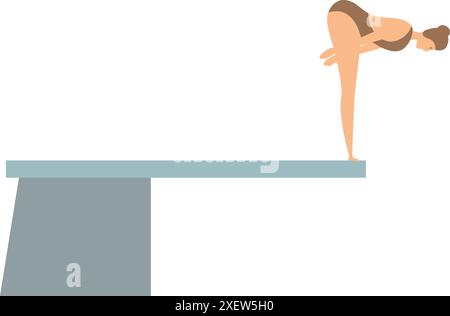 Jeune femme plongeuse se prépare à sauter du tremplin Illustration de Vecteur