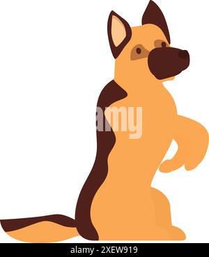 Illustration de dessin animé simple d'un chien de berger allemand assis et levant sa patte Illustration de Vecteur