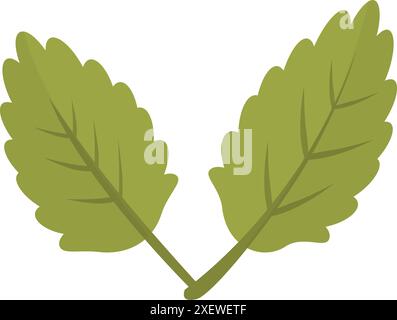 Deux feuilles vertes formant un élément de conception en forme de V. Illustration de Vecteur