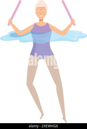 Une femme âgée profite de sa retraite en restant active et en participant à l'aérobic aquatique Illustration de Vecteur