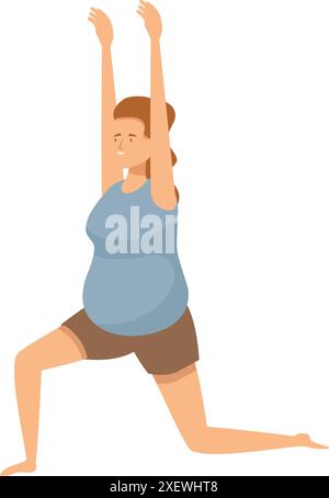 Femme enceinte pratiquant le yoga, jouissant d'un mode de vie sain et se préparant à l'accouchement Illustration de Vecteur