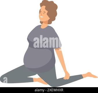 Femme enceinte pratiquant le yoga, profitant de la grossesse, gardant la forme et ayant un mode de vie sain Illustration de Vecteur