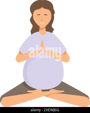 Femme enceinte pratiquant le yoga, méditant en position lotus, favorisant un mode de vie sain pendant la grossesse Illustration de Vecteur