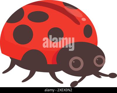 Coccinelle amicale rampant sur un fond blanc Illustration de Vecteur