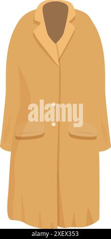 Trench long automne beige avec boutons et poches suspendus sur fond blanc Illustration de Vecteur