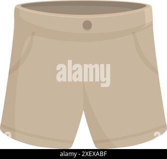 Short kaki avec fermeture boutonnée à la taille, mettant en valeur un style décontracté et confortable Illustration de Vecteur