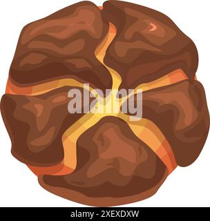 Pâte ronde au chocolat avec une garniture en forme d'étoile montrant d'en haut Illustration de Vecteur