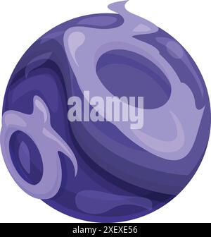 Illustration de bande dessinée d'une planète fantastique violette tournant dans l'espace ouvert avec de la lave violette Illustration de Vecteur