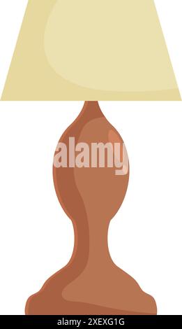 Lampe de table classique avec une base marron et un abat-jour beige, fournissant une lumière chaude pour une ambiance chaleureuse Illustration de Vecteur