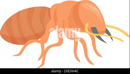 Dessin animé grand termite avec six jambes marchant sur fond blanc Illustration de Vecteur