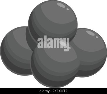 Groupe de cinq boulets de canon est disposé en forme de pyramide, créant un sentiment de puissance et de stabilité Illustration de Vecteur