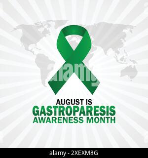 Août est le papier peint du mois de la sensibilisation à la gastroparesis avec des formes et la typographie, bannière, carte, affiche, modèle. Août est le mois de sensibilisation à la gastroparesis, Illustration de Vecteur