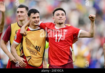 Berlin, Allemagne. 29 juin 2024. Ruben Vargas, de Suisse, célèbre à temps plein le match de l'UEFA Euro 2024 entre la Suisse et l'Italie, ronde 16, disputé à l'Olympiastadion le 29 juin 2024 à Munich, Allemagne. (Photo de Valeria Witters/Witters/PRESSINPHOTO) crédit : AGENCE SPORTIVE PRESSINPHOTO/Alamy Live News Banque D'Images