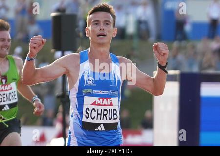 Angers, France. 28 juin 2024. Yann Schrub, 5000 M masculin lors des Championnats de France d'athlétisme 2024 le 28 juin 2024 au stade du Lac de Maine à Angers, France - photo Laurent Lairys/DPPI crédit : DPPI Media/Alamy Live News Banque D'Images