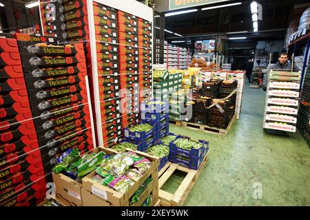 Fruits et légumes Mercabilbao, marché de gros de Basauri, Bilbao, Biscaye, Pays Basque, Espagne. Banque D'Images