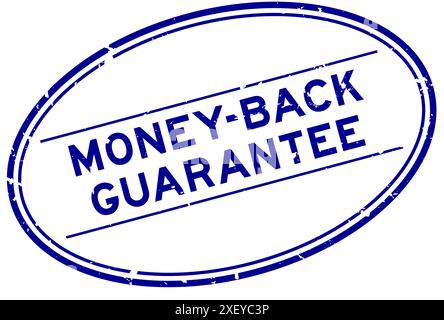 Grunge bleu argent de garantie mot ovale tampon de joint en caoutchouc sur fond blanc Illustration de Vecteur