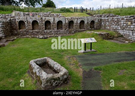 L'apodyterium, vestiaire à Chesters Roman Bath House (Cilurnum) Fort romain. Chollerford, Hexham, Northumberland, Angleterre. Banque D'Images