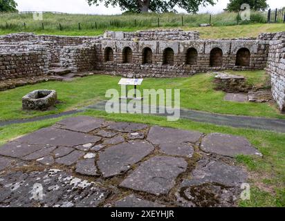 L'apodyterium, vestiaire à Chesters Roman Bath House (Cilurnum) Fort romain. Chollerford, Hexham, Northumberland, Angleterre. Banque D'Images