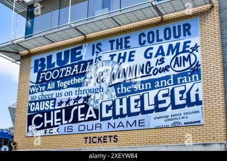 Stamford Bridge accueille le Chelsea Football Club, Fulham, Borough of Hammersmith & Fulham, Londres, Angleterre, Royaume-Uni Banque D'Images