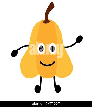 Élément de citrouille amical. Végétal Vegan cru. Nourriture végétarienne. Produit du marché agricole. Illustration vectorielle plate. Illustration de Vecteur