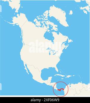 Carte de localisation montrant l'emplacement du pays Panama en Amérique du Nord. Le pays est mis en évidence par un polygone rouge. Les petits pays sont également Marke Illustration de Vecteur