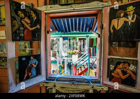 Atelier de peinture, caminito, Barrio de la Boca, Buenos Aires, republica Argentina, cono sur, Amérique du Sud. Banque D'Images