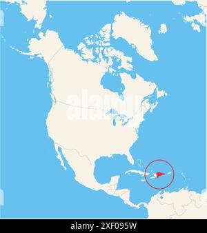 Carte de localisation montrant l'emplacement du pays République Dominicaine en Amérique du Nord. Le pays est mis en évidence par un polygone rouge. Petits pays Ar Illustration de Vecteur