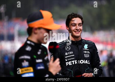 Spielberg, Mezzolombardo, Autriche. 30 juin 2024. Le pilote britannique GEORGE RUSSEL (Mercedes-AMG F1 Team) après avoir remporté le Grand Prix FIA de formule 1 d'Autriche 2024 au Red Bull Ring circuit de Spielberg. (Crédit image : © Daisy Facinelli/ZUMA Press Wire) USAGE ÉDITORIAL SEULEMENT! Non destiné à UN USAGE commercial ! Banque D'Images