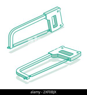 Scie à métaux. Scie isométrique. Illustration vectorielle. Objets isolés sur fond blanc. Illustration de Vecteur