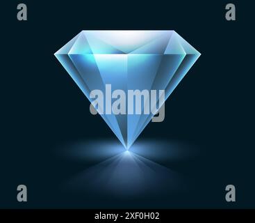 Cristal diamant bleu 3D. Illustration de Vecteur