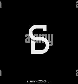 Original Creative et minimalist logo Design de lettre SD DS modèle, modifiable en format vectoriel en noir et blanc couleur. Illustration de Vecteur