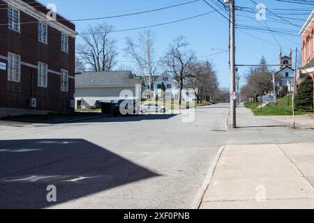 Church Street dans le centre-ville de Calais, Maine, États-Unis Banque D'Images