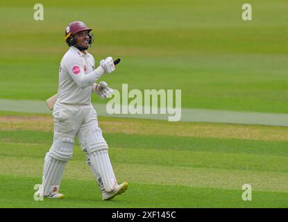 NORTHAMPTON, ROYAUME-UNI. 30 juin 2024. Ricardo Vasconcelos du Northamptonshire lors du match de la division deux du Championnat Vitality County entre le Northamptonshire et le Sussex le 30 juin au County Ground de Northampton, Angleterre crédit : PATRICK ANTHONISZ/Alamy Live News Banque D'Images