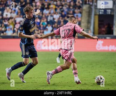 CHESTER, PA, États-Unis - 15 JUIN 2024 : MLS match entre Philadelphia Union et Inter Miami CF à Subaru Park. Banque D'Images