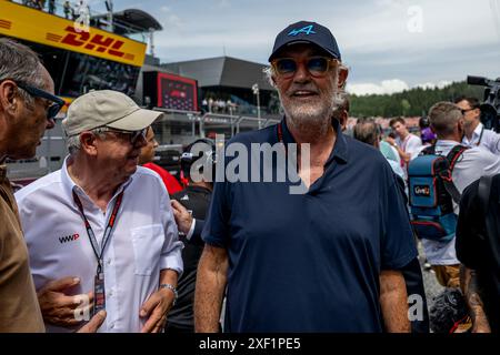 Spielberg, Autriche, 30 juin 2024, Flavio Briatore, ancien propriétaire de l'écurie présent lors de la journée de course, 11e manche du championnat de formule 1 2024. Crédit : Michael Potts/Alamy Live News Banque D'Images