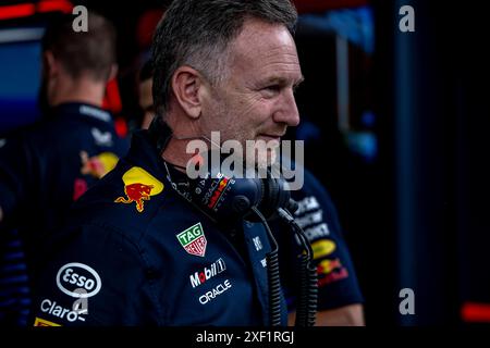 Spielberg, Autriche, juin 28, Christian Horner, du Royaume-Uni, concourt pour Red Bull Racing. Qualifications, 11e manche du championnat de formule 1 2024. Crédit : Michael Potts/Alamy Live News Banque D'Images