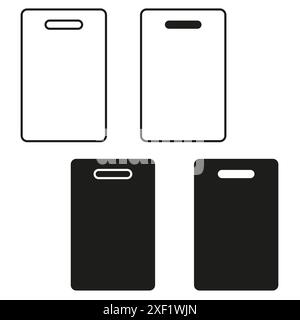 Icônes de badge définies. Simple noir et blanc. Design rectangulaire. Illustration vectorielle. Illustration de Vecteur