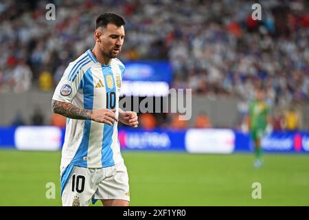 25 juin 2024 : Hard Rock Stadium, Miami, Floride, États-Unis ; tournoi international de football Copa America, Chili contre Argentine : Lionel Messi d'Argentine Banque D'Images