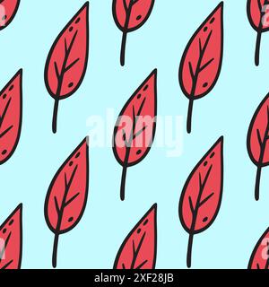 Willow laisse un motif sans couture. Texture scandinave vectorielle dans le style doodle. Motif d'automne avec feuilles d'automne. Feuille de saule d'automne dessinée à la main. Illustration vectorielle dans le style Doodle. Illustration de Vecteur