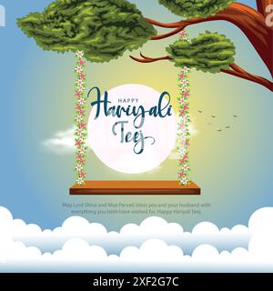 Fête indienne Happy Haryali Teej et Hartalika Teej. conception d'illustration vectorielle abstraite Illustration de Vecteur