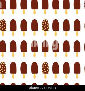 popsicles au chocolat modèle plat sans couture Illustration de Vecteur