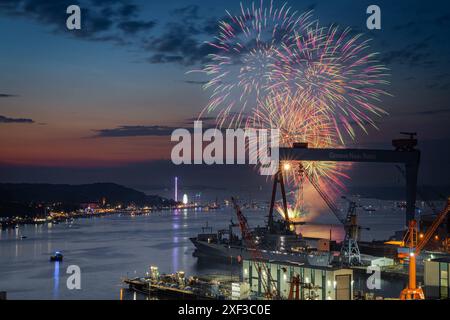 Kieler Woche 2024 Abschlussfeuerwerk der Kieler Woche 2024 Kiel Schleswig-Holstein Deutschland fpr-kiwo-feuerwerk-7925 *** Kieler Woche 2024 feu d'artifice de fermeture du Kieler Woche 2024 Kiel Schleswig Holstein Allemagne fpr kiwo feuerwerk 7925 Banque D'Images