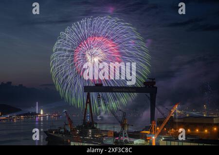 Kieler Woche 2024 Abschlussfeuerwerk der Kieler Woche 2024 Kiel Schleswig-Holstein Deutschland fpr-kiwo-feuerwerk-8074 *** Kieler Woche 2024 feu d'artifice de fermeture du Kieler Woche 2024 Kiel Schleswig Holstein Allemagne fpr kiwo feuerwerk 8074 Banque D'Images