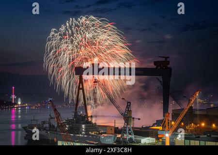 Kieler Woche 2024 Abschlussfeuerwerk der Kieler Woche 2024 Kiel Schleswig-Holstein Deutschland fpr-kiwo-feuerwerk-8020 *** Kieler Woche 2024 feu d'artifice de fermeture du Kieler Woche 2024 Kiel Schleswig Holstein Allemagne fpr kiwo feuerwerk 8020 Banque D'Images