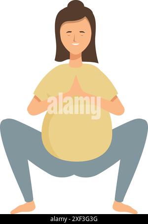 Femme enceinte pratiquant le yoga, maintenant un mode de vie sain pendant la grossesse Illustration de Vecteur