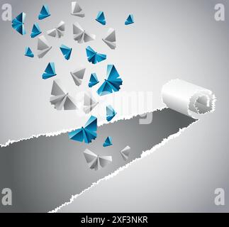 Arrière-plan origami. Le papier est transformé en papillons. Illustration de Vecteur