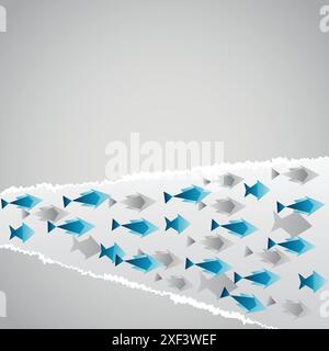 Arrière-plan origami. Le papier est transformé en poissons. Illustration de Vecteur